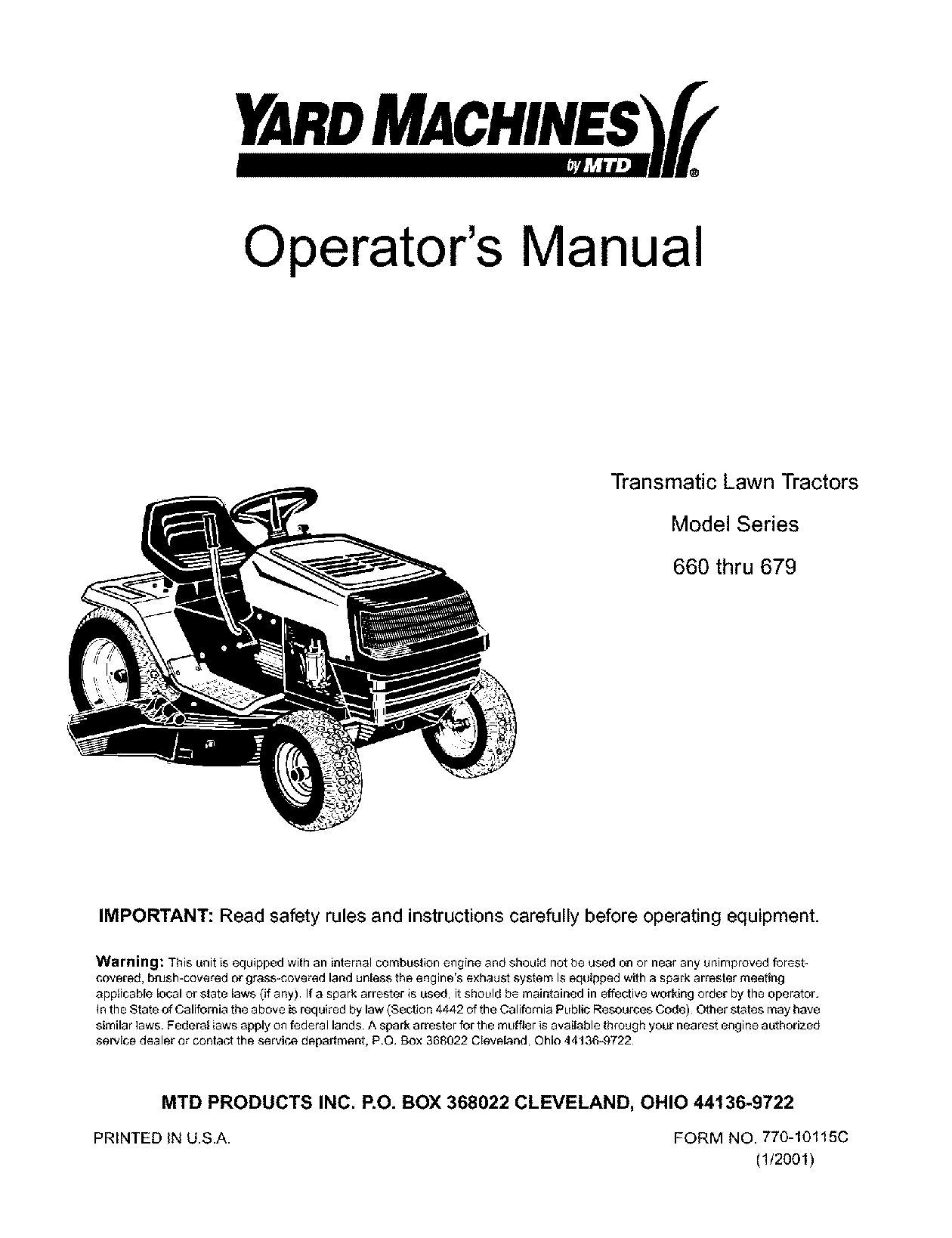 MTD 13BH670F062 Owner’s Manual