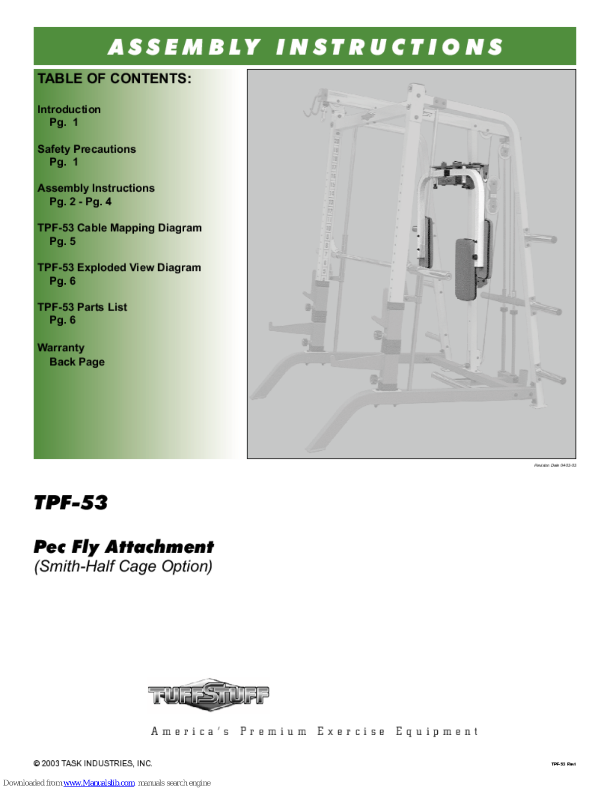 TuffStuff TPF-53 Assembly Instructions Manual