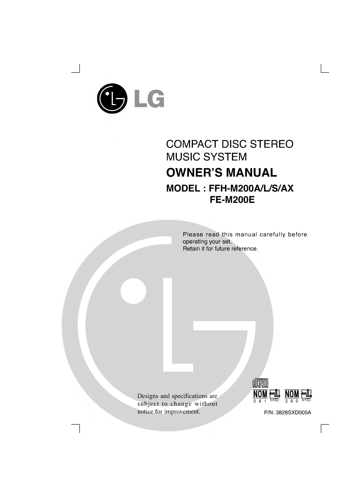 LG FFH-M200A, FFH-M200L User Manual