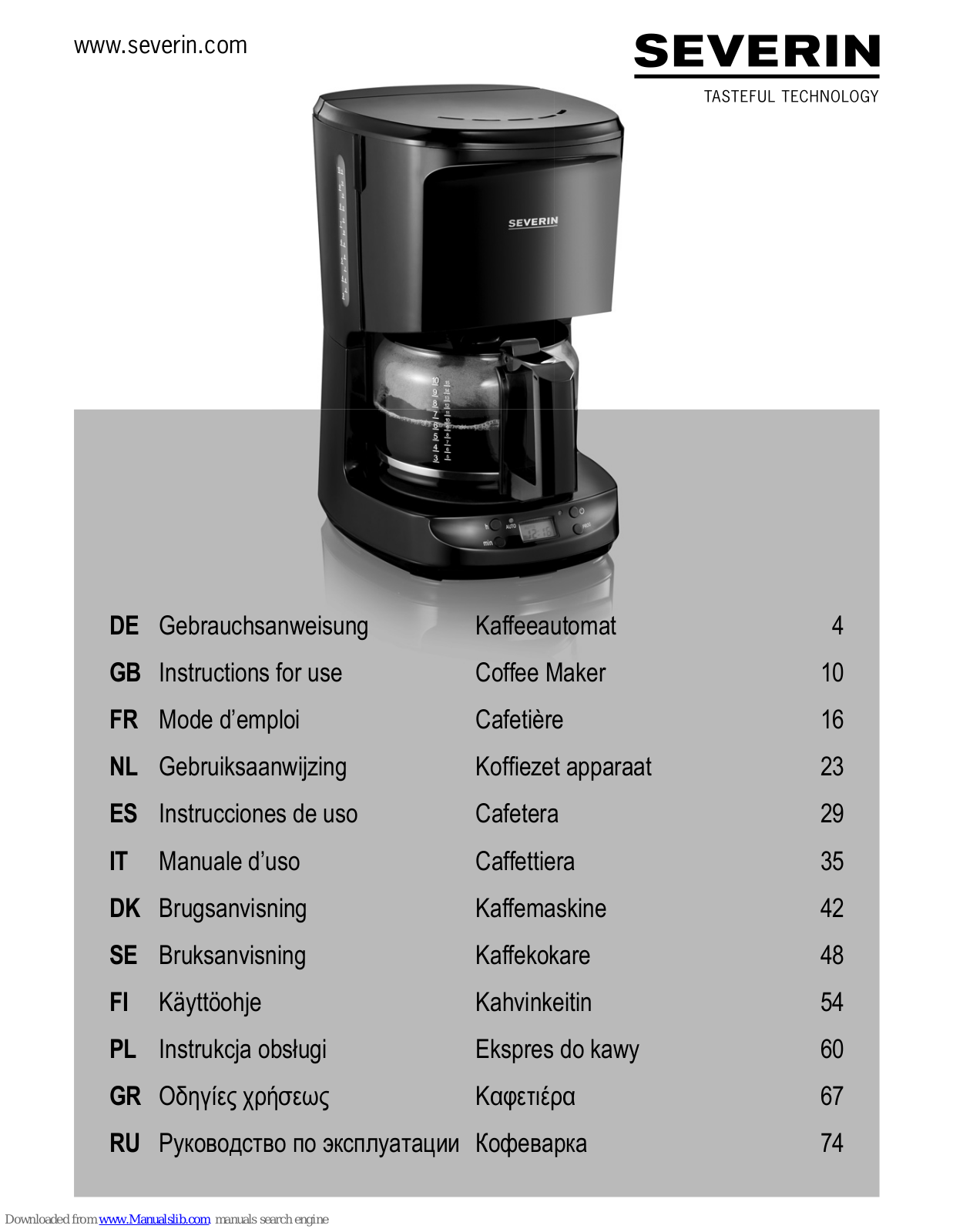 SEVERIN KA4182 Instructions For Use Manual