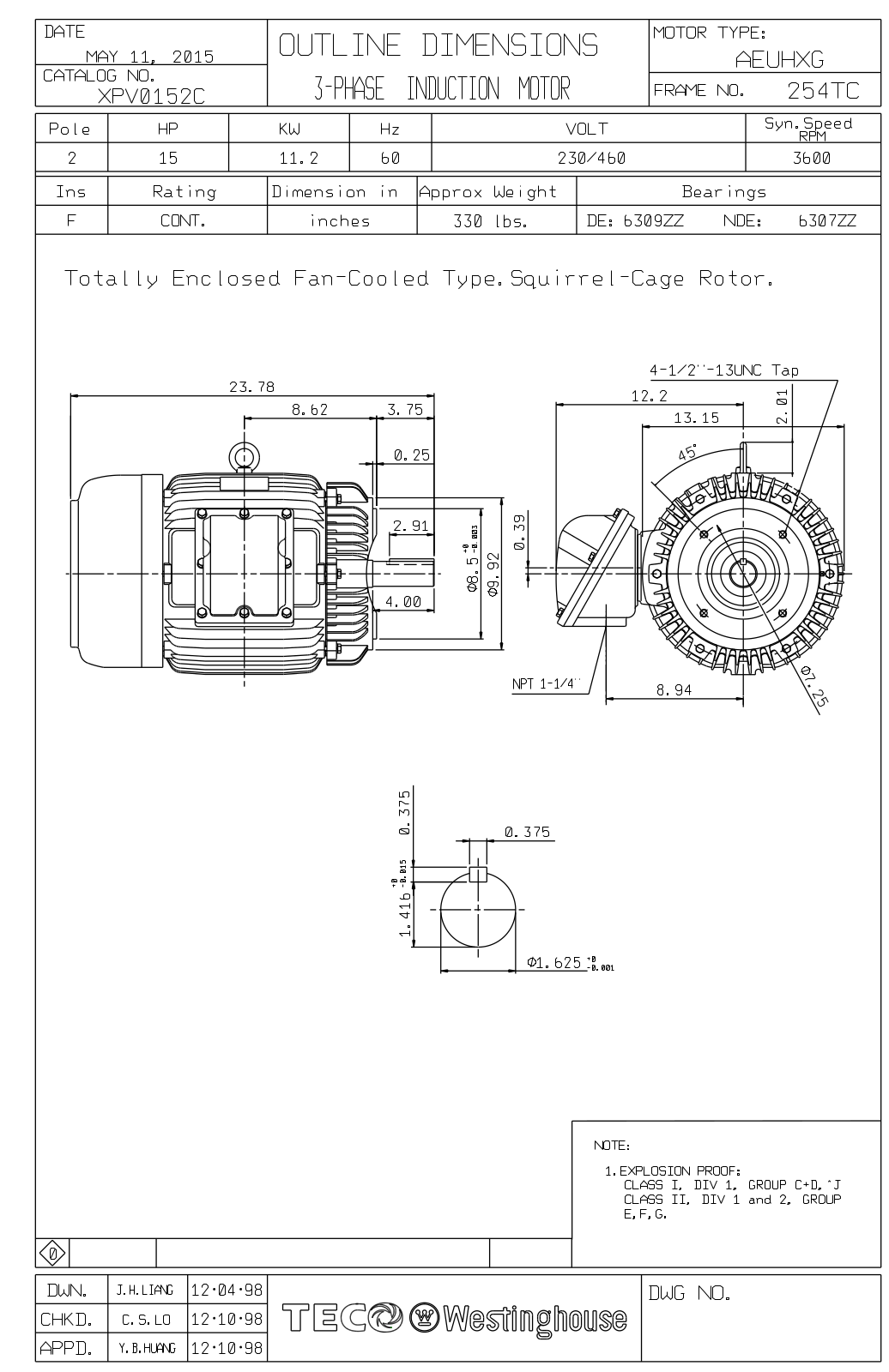 Teco XPV0152C Reference Drawing