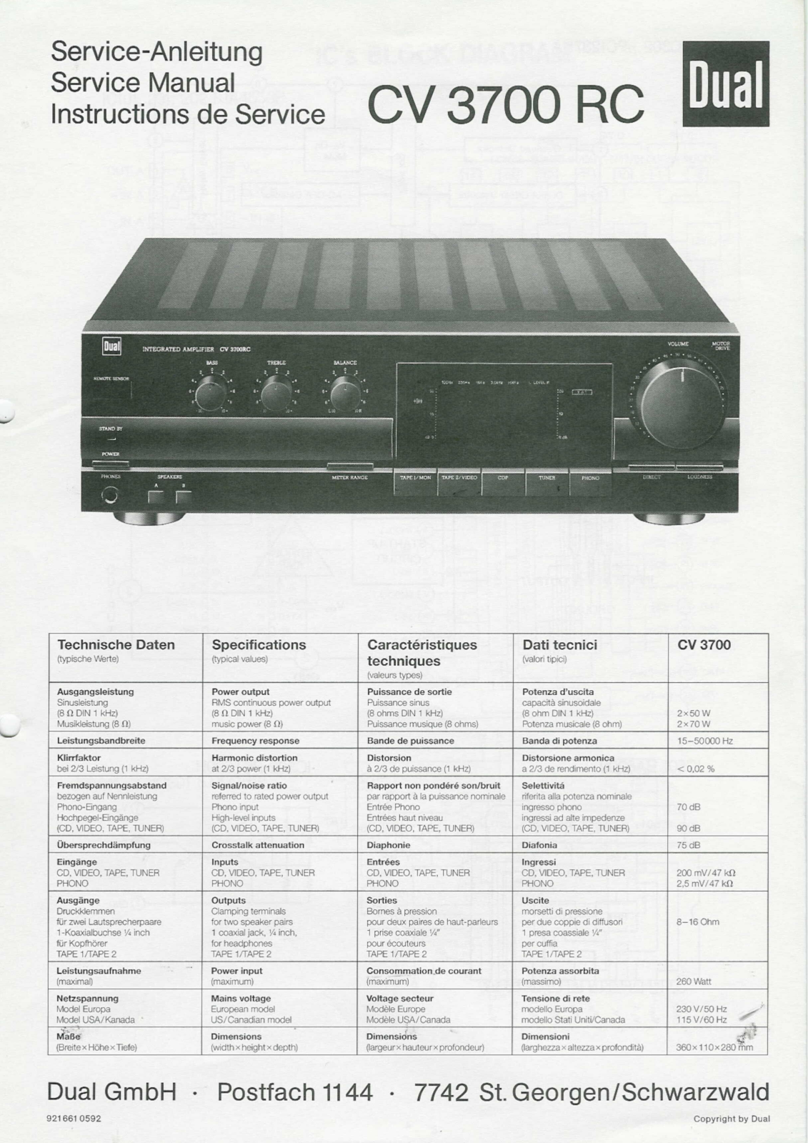 Dual CV-3700 Service manual