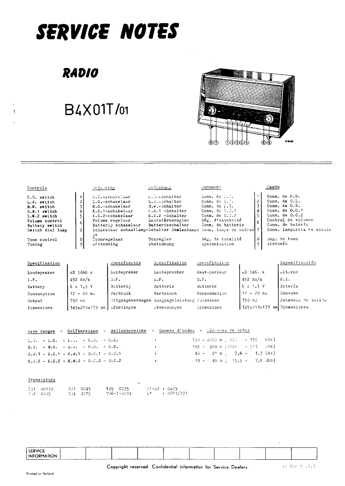 Philips B-4-X-01-T Service Manual