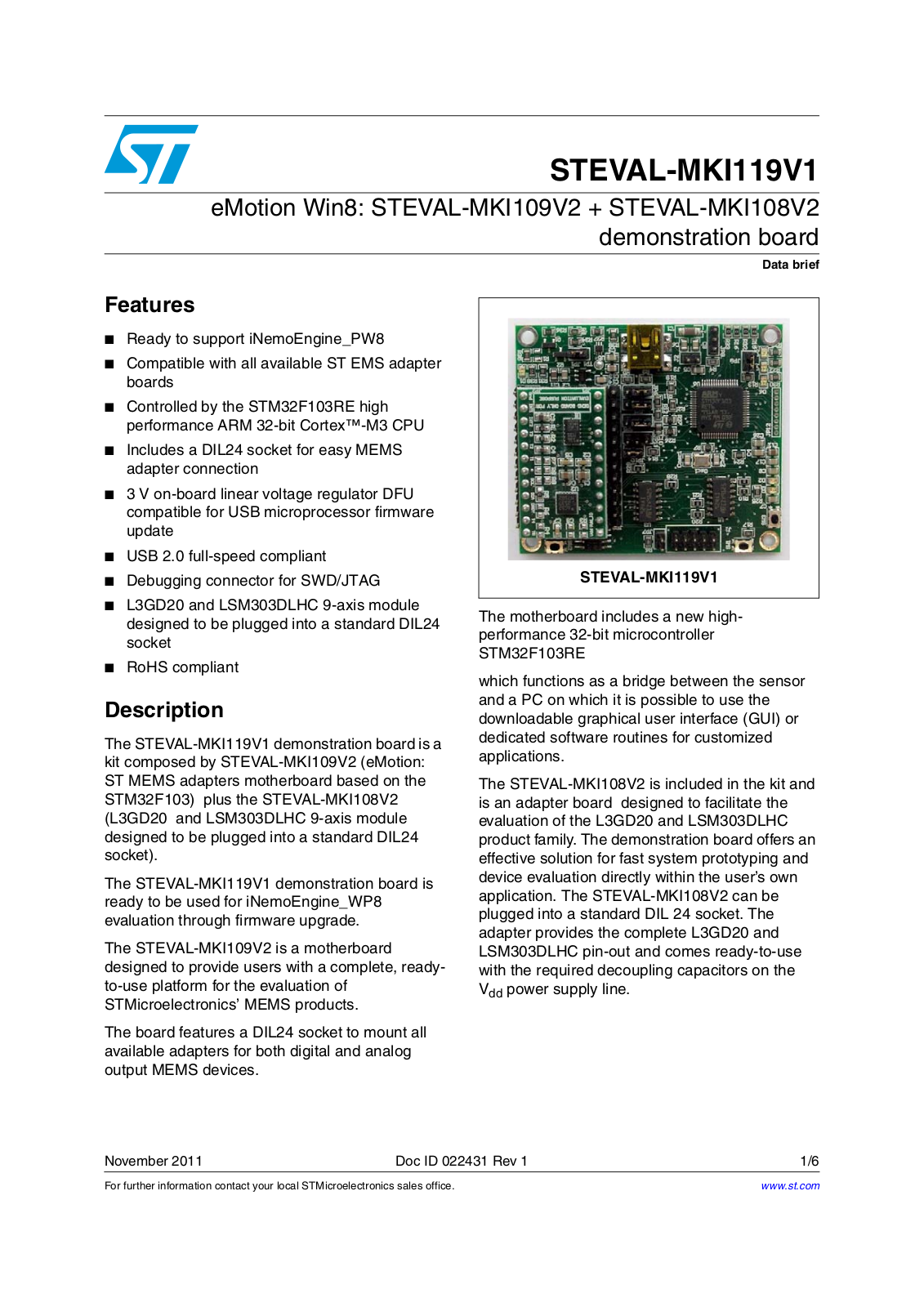 ST MKI119V1 User Manual