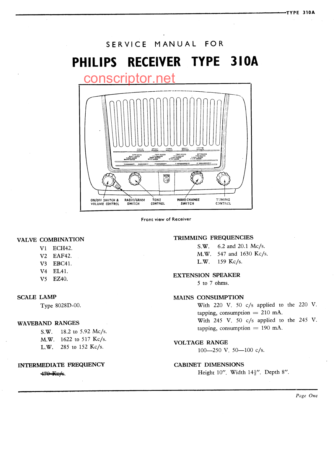 Philips 310A Service manual