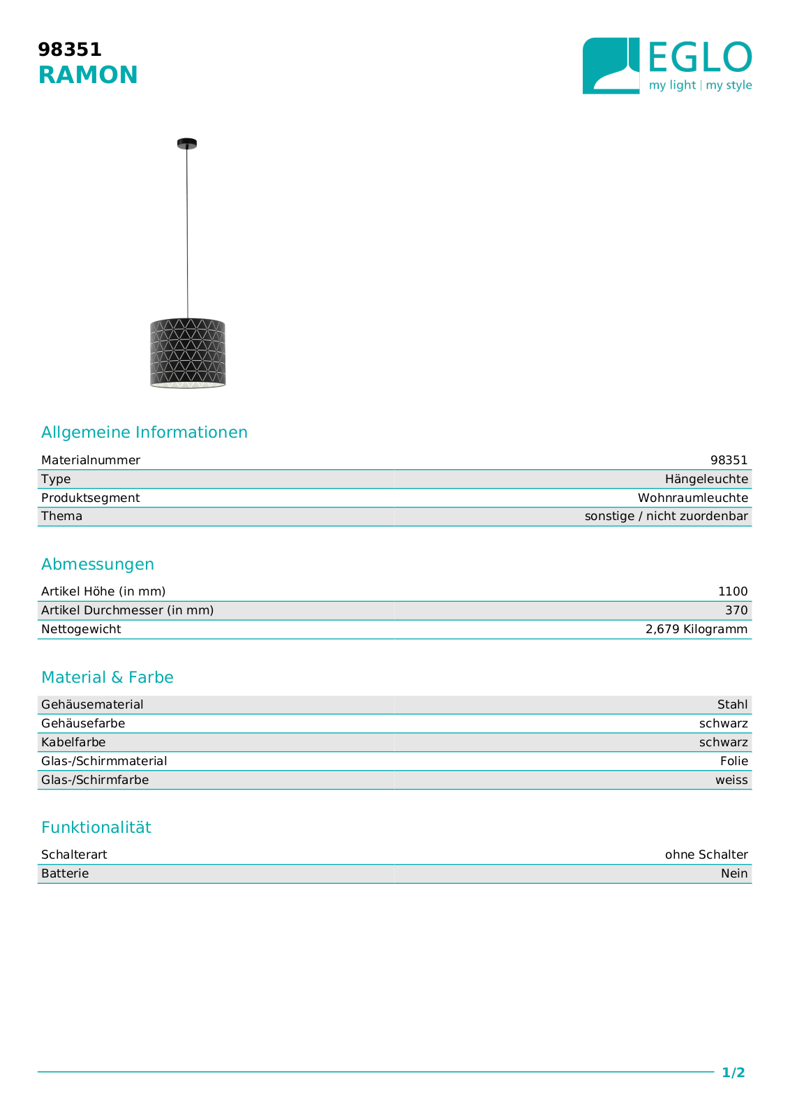 Eglo 98351 Service Manual