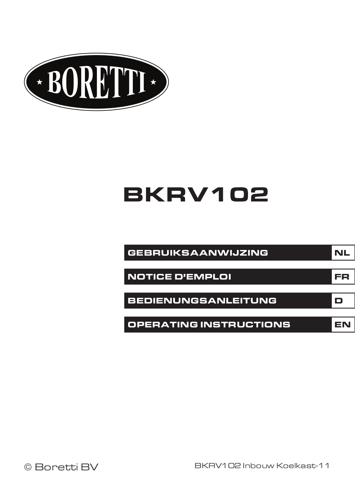 Boretti BKRV102 Operating Instructions