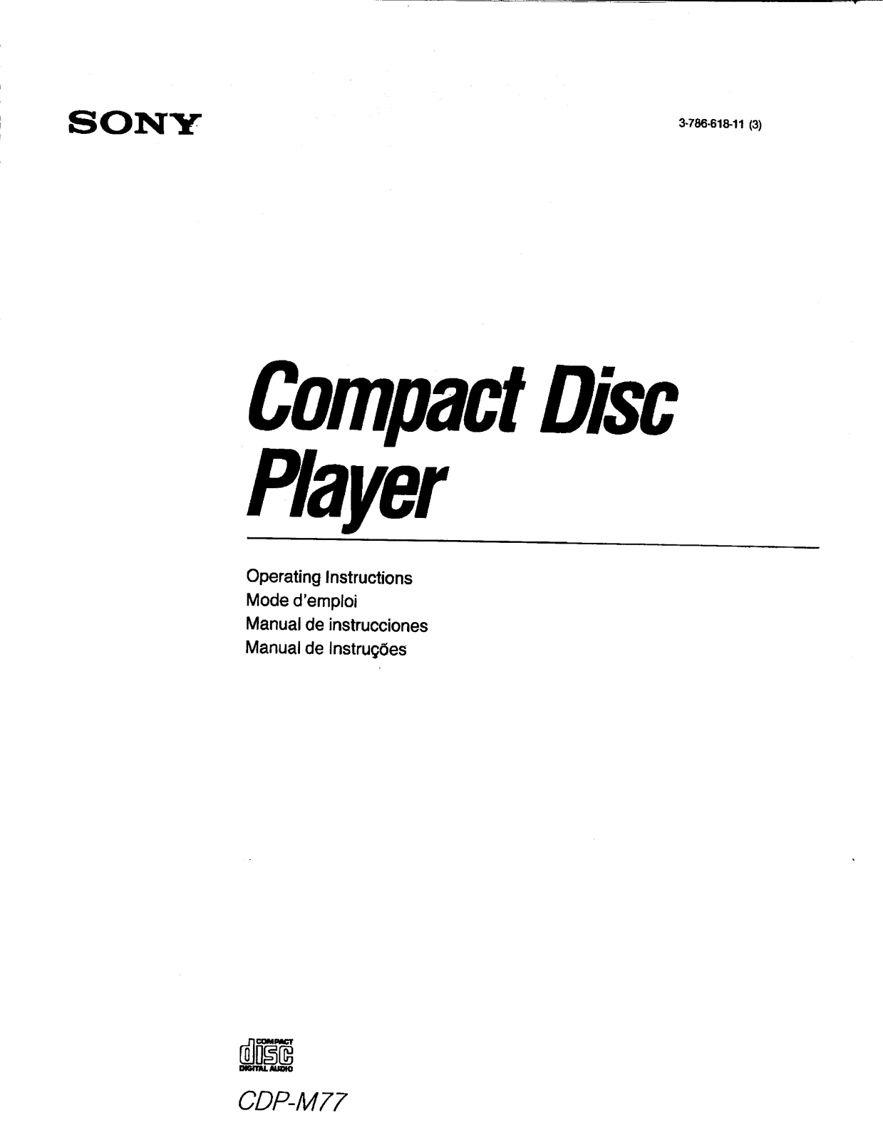 Sony CDP-M77 User Manual