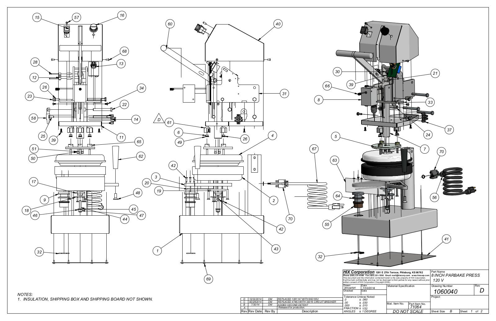 DoughXpress DXP-PB-2-8 Parts List