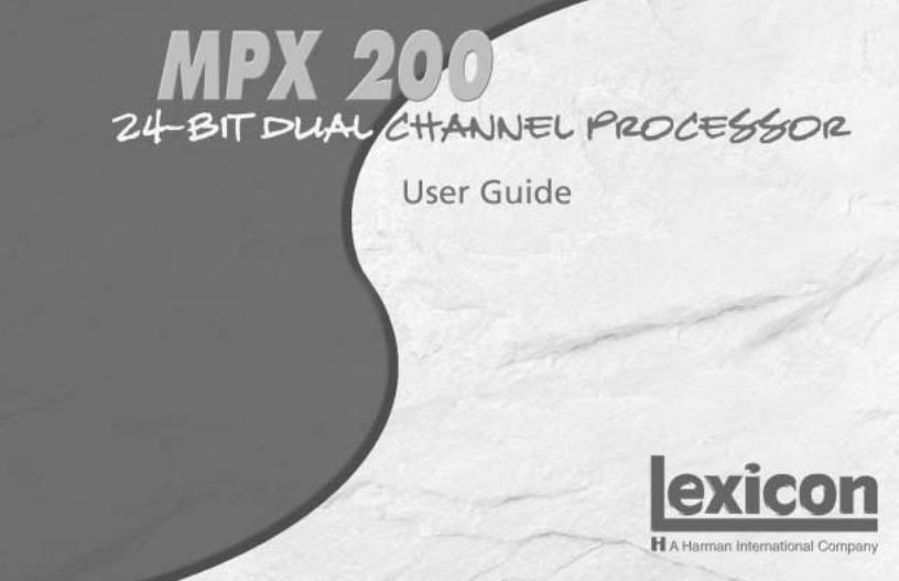 Lexicon MPX 200 Owner's Manual