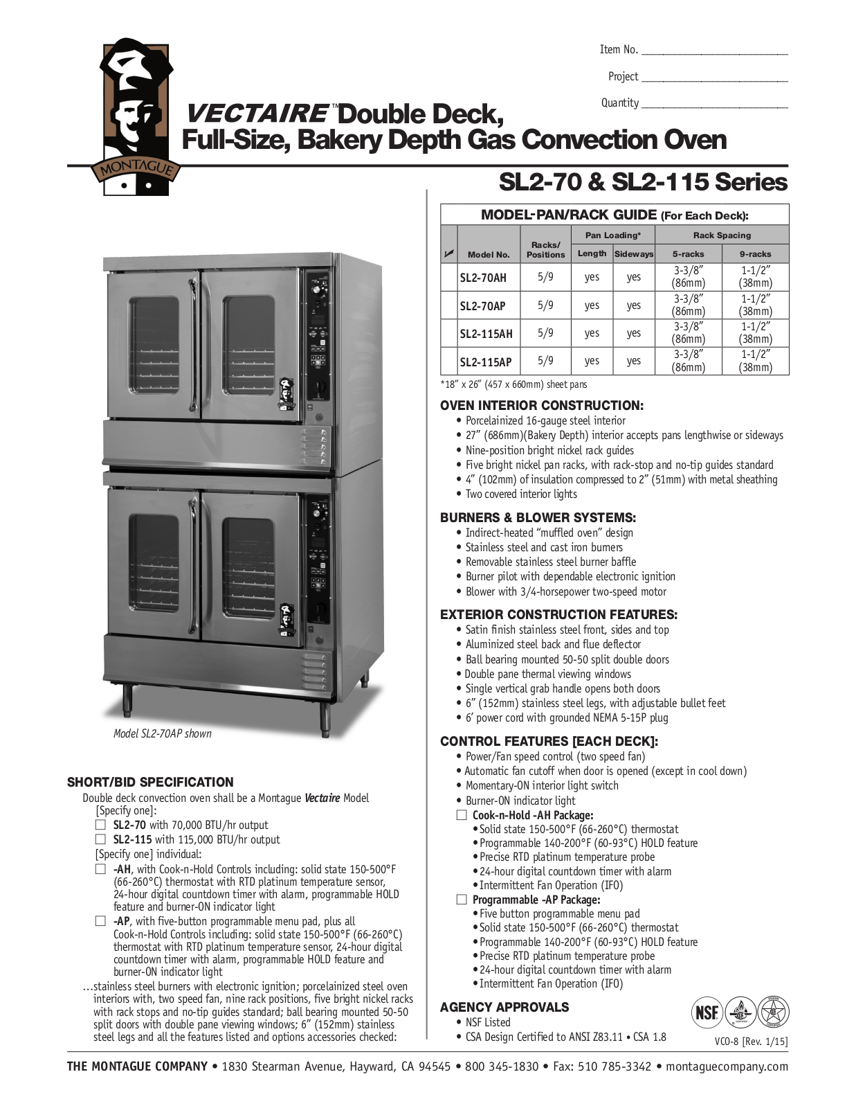 Montague SL2-115AH User Manual