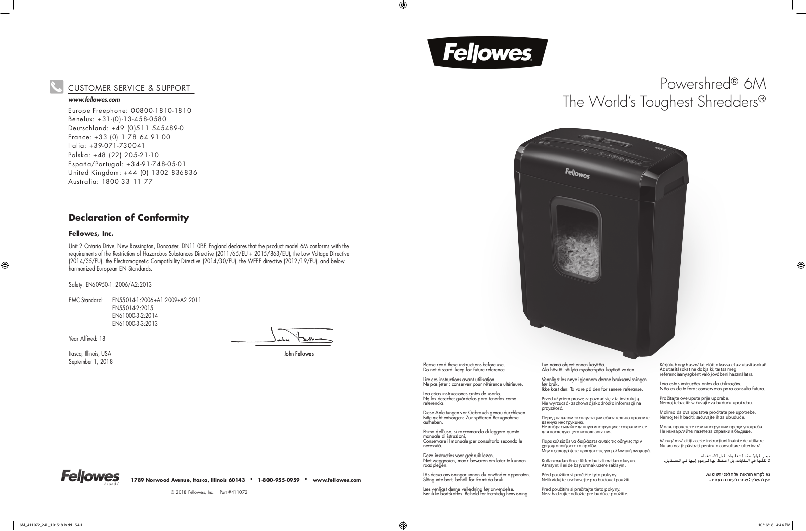 Fellowes PowerShred 6M User Manual