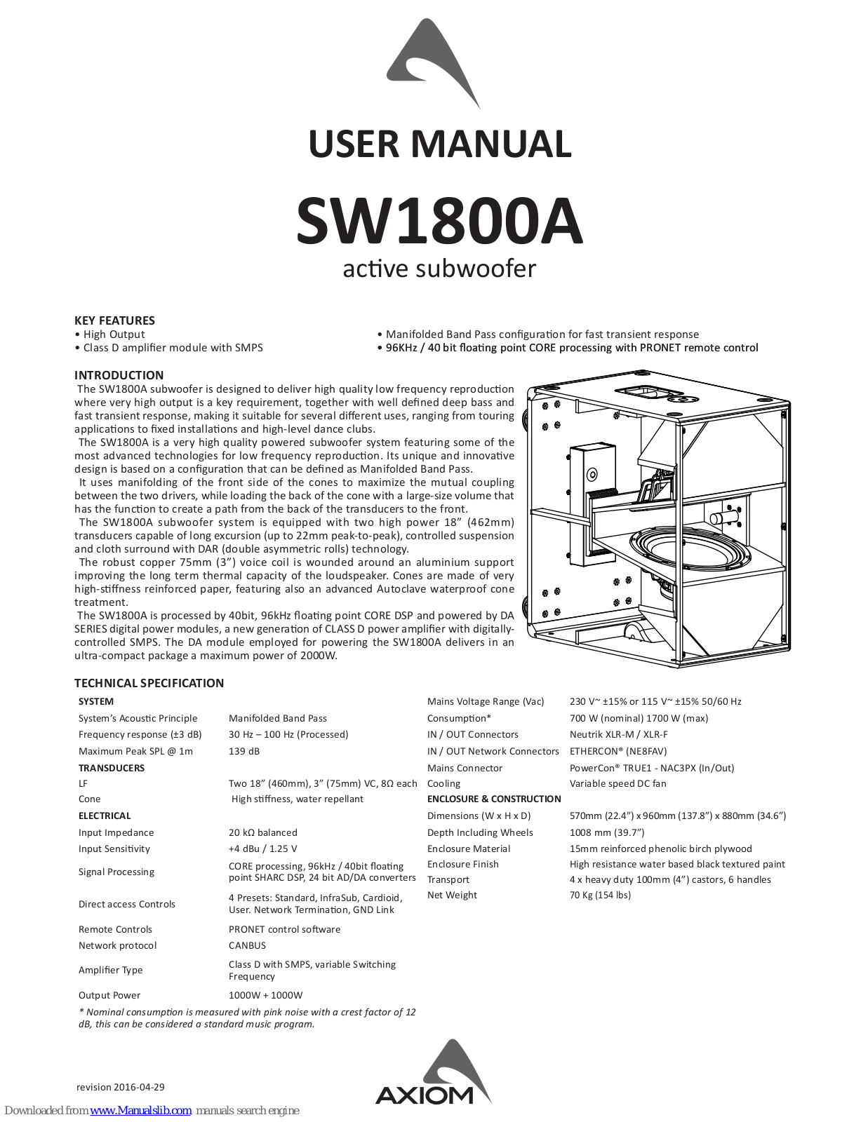 Axiom SW1800A User Manual