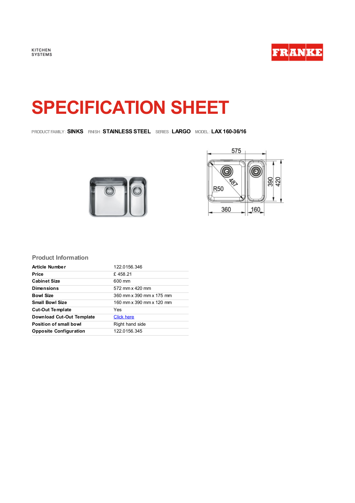 Franke Foodservice LAX 160-16 User Manual