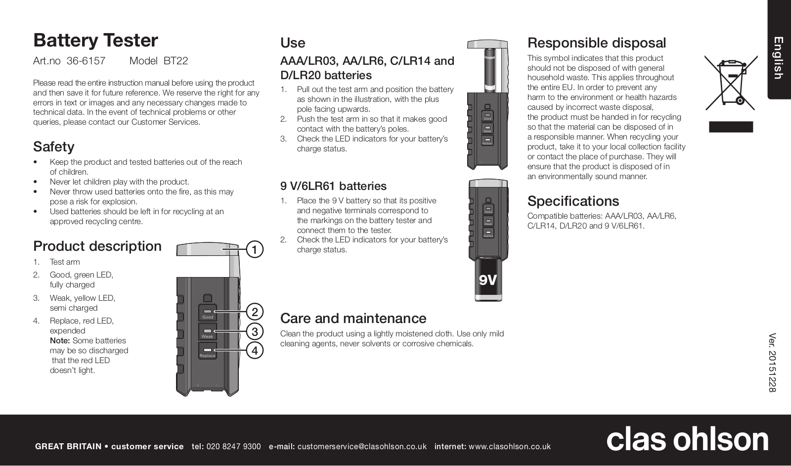 Clas Ohlson BT22 User Manual