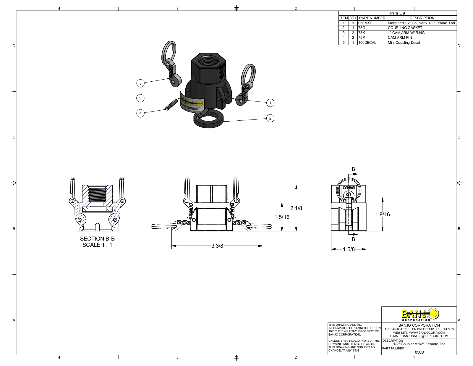 Banjo 050D Drawing - ManualMachine.com