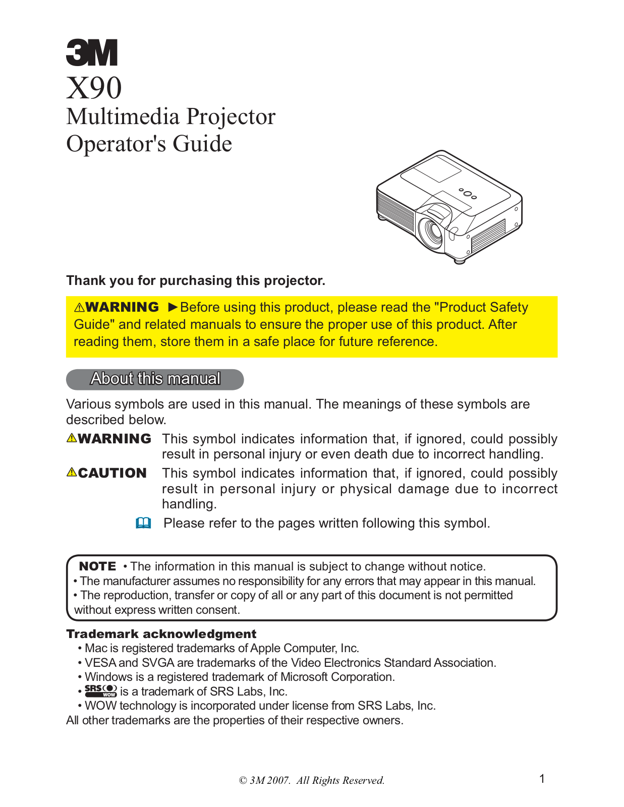 3M X90 Operators Guide