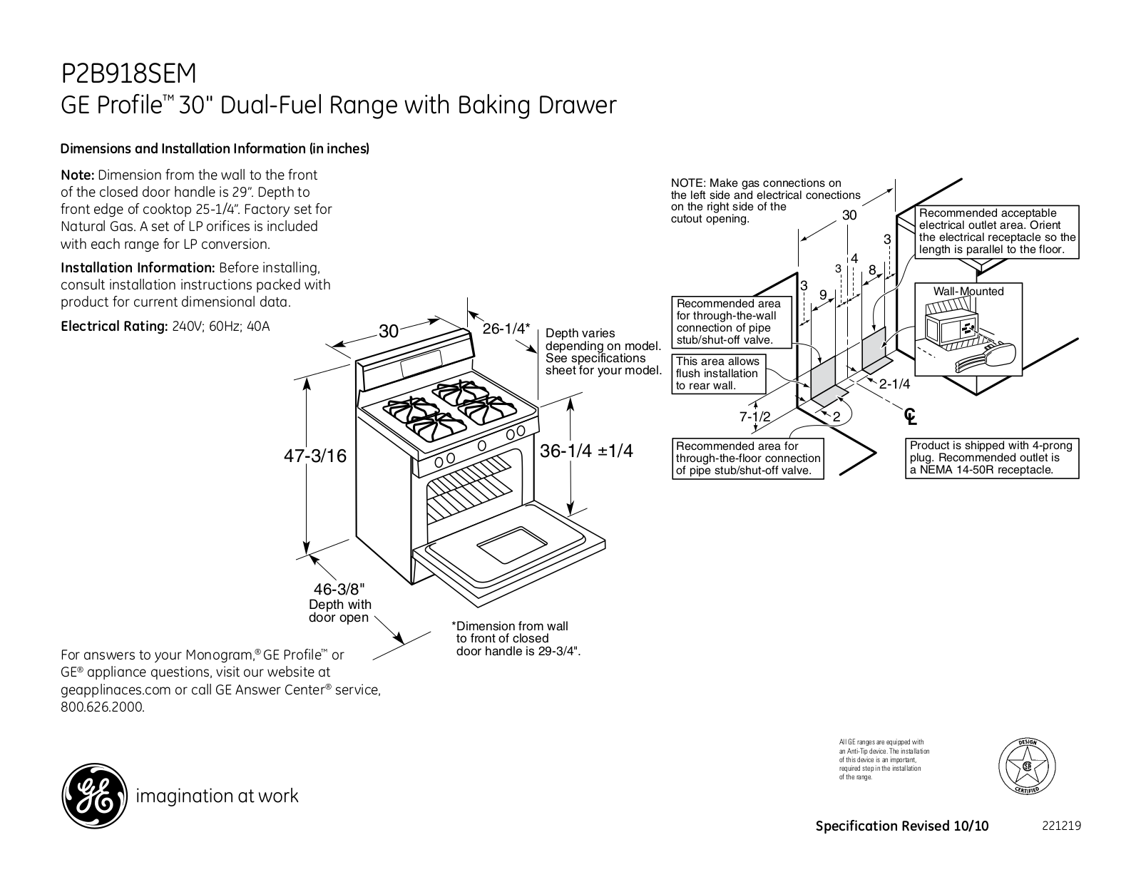 General Electric P2B918SEMSS User Manual