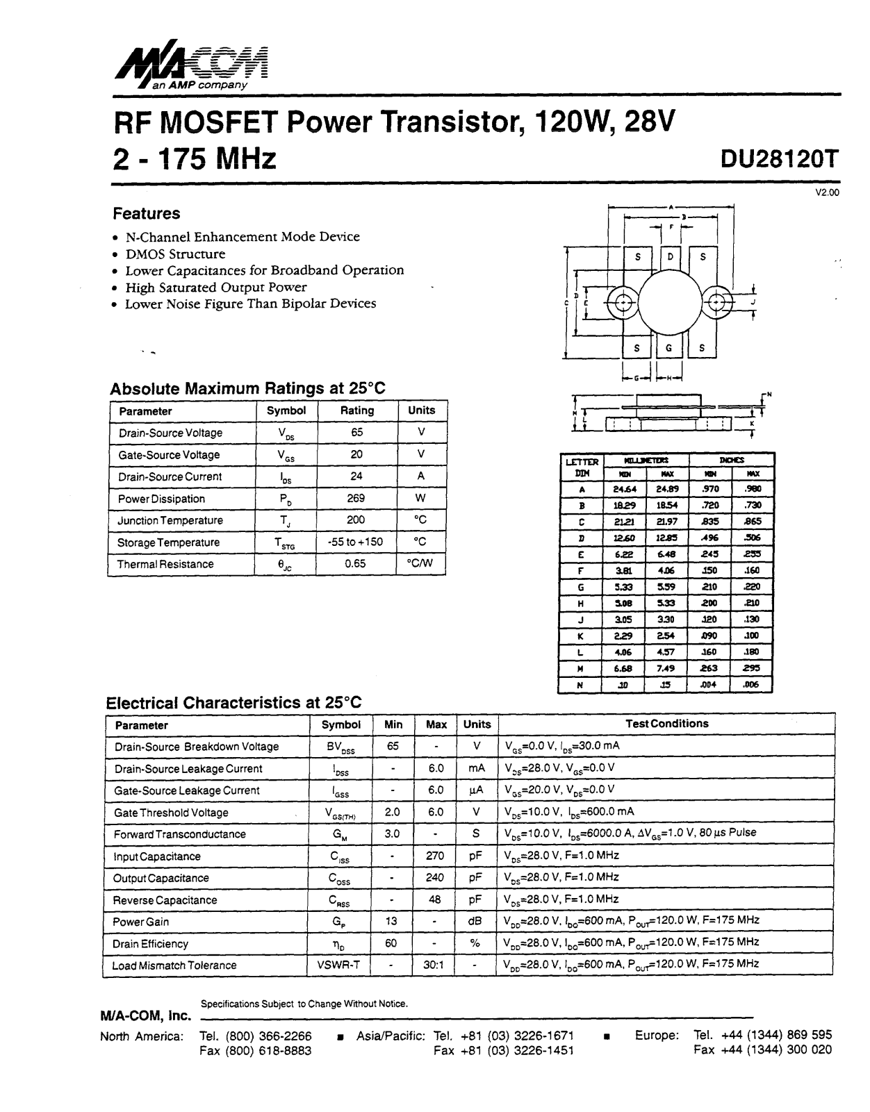 Datasheet DU28120T Datasheet (MACOM) - ManualMachine.com
