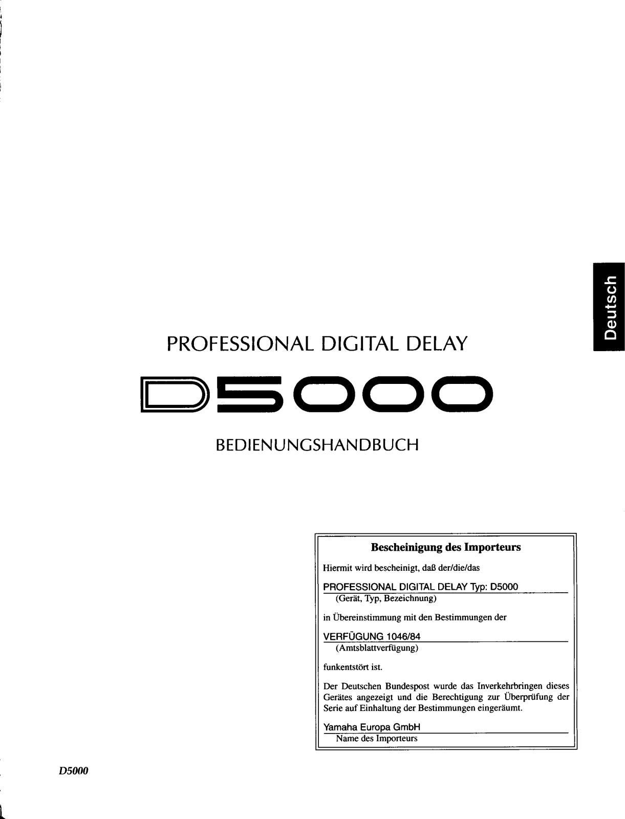 Yamaha D5000 User Manual