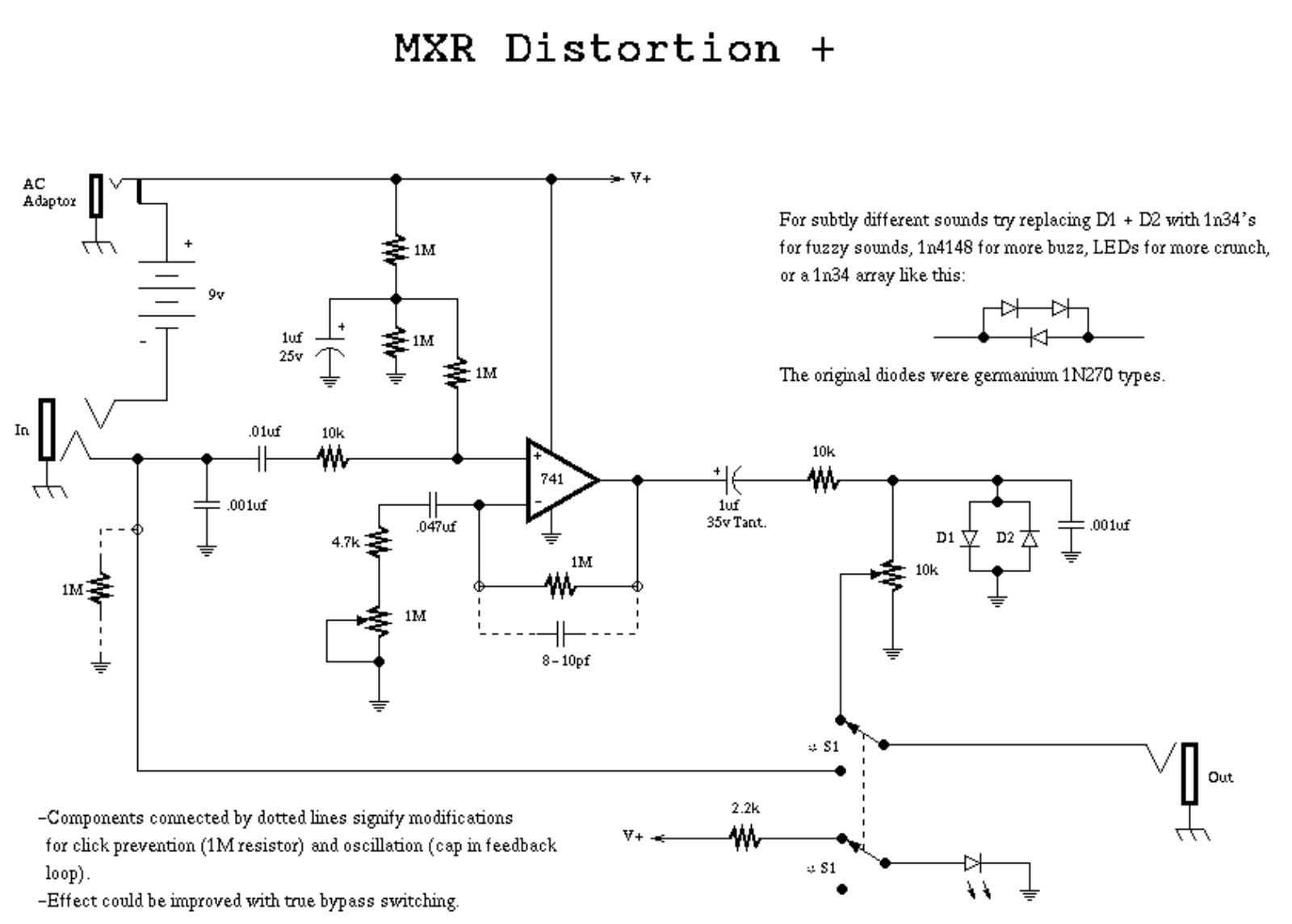 MXR dist plus schematic