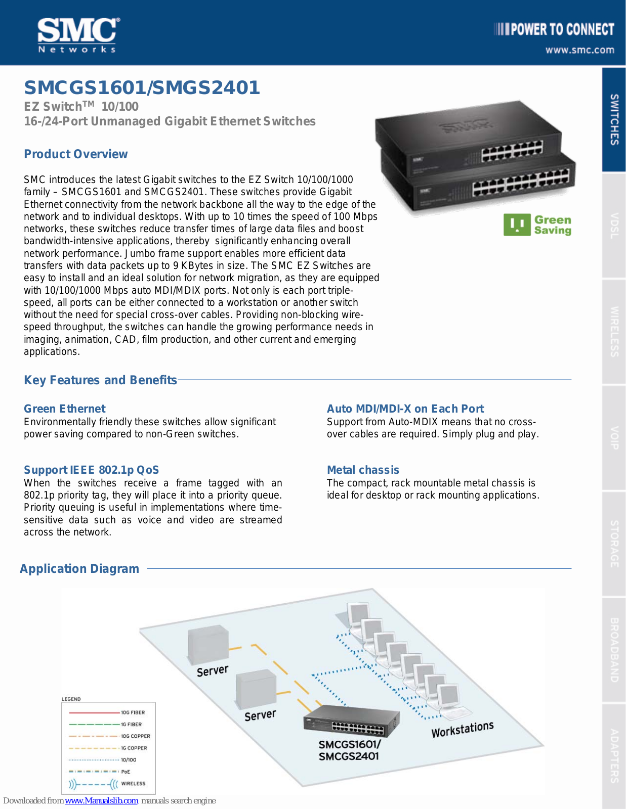 SMC Networks GS1601, GS2401, EZ Switch SMCGS1601, EZ Switch SMCGS2401 Datasheet