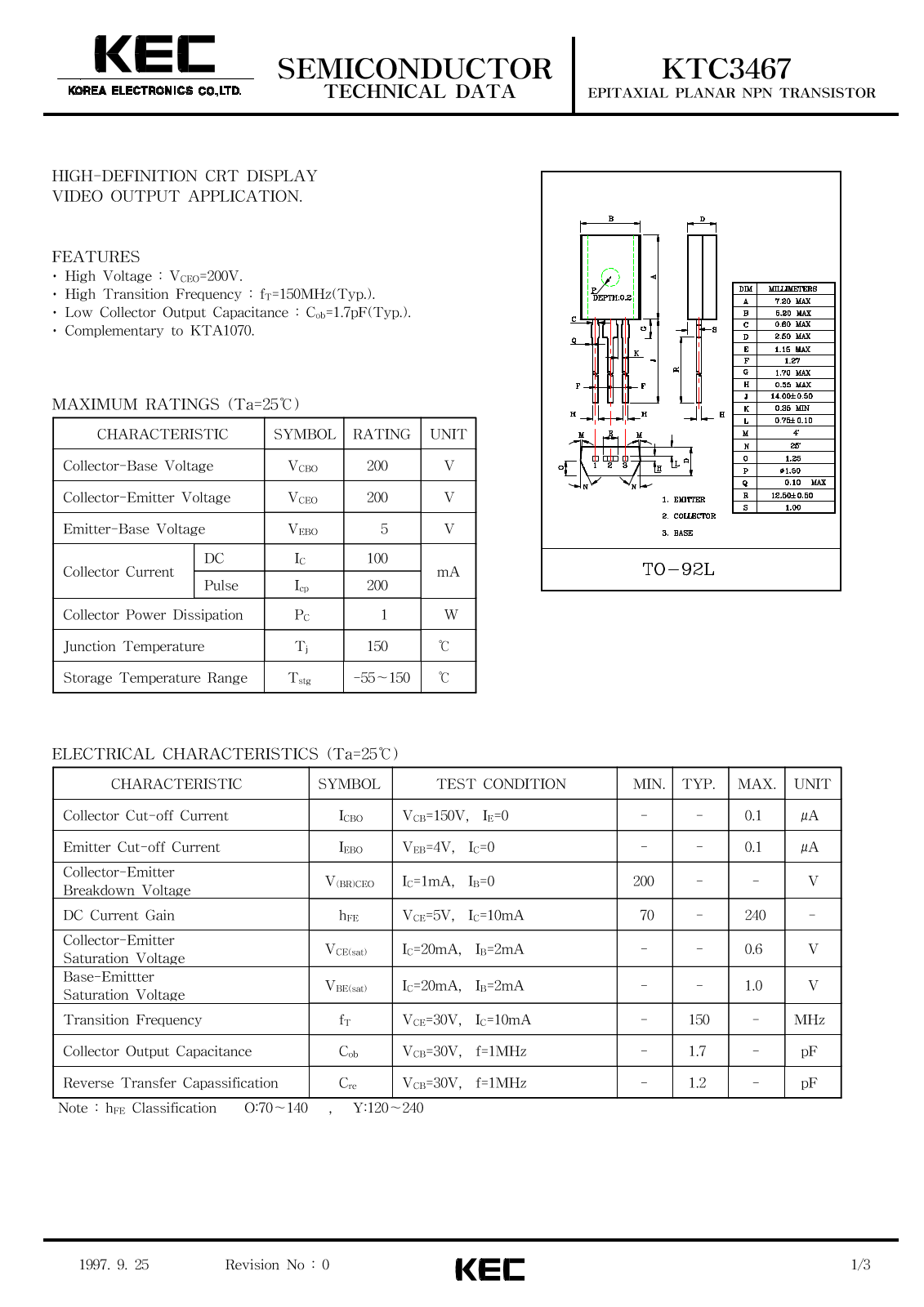 KEC KTC3467 Datasheet