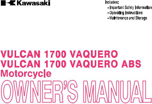 Kawasaki Vulcan 1700 Vaquero ABS 2013 Owner's manual