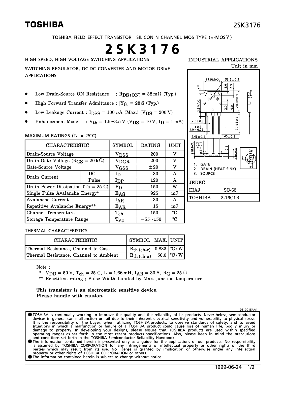 Toshiba 2SK3176 Datasheet