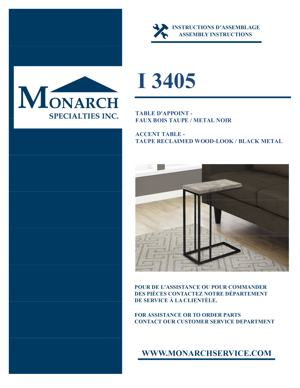 Monarch I3405 Assembly Guide - ManualMachine.com
