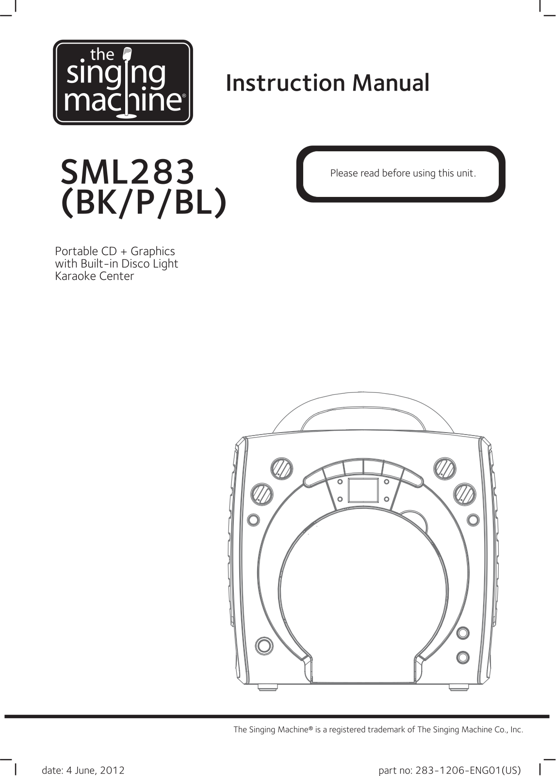 The Singing Machine SML283-BK-P-BL User Manual