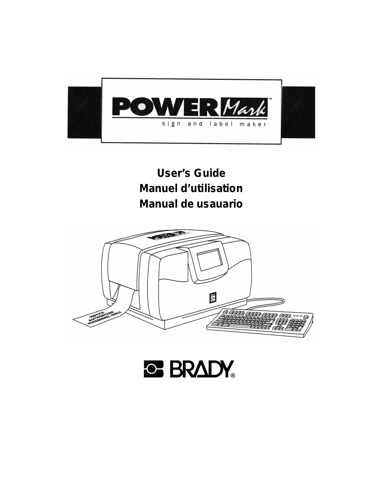 Brady PowerMark PM3 User Manual