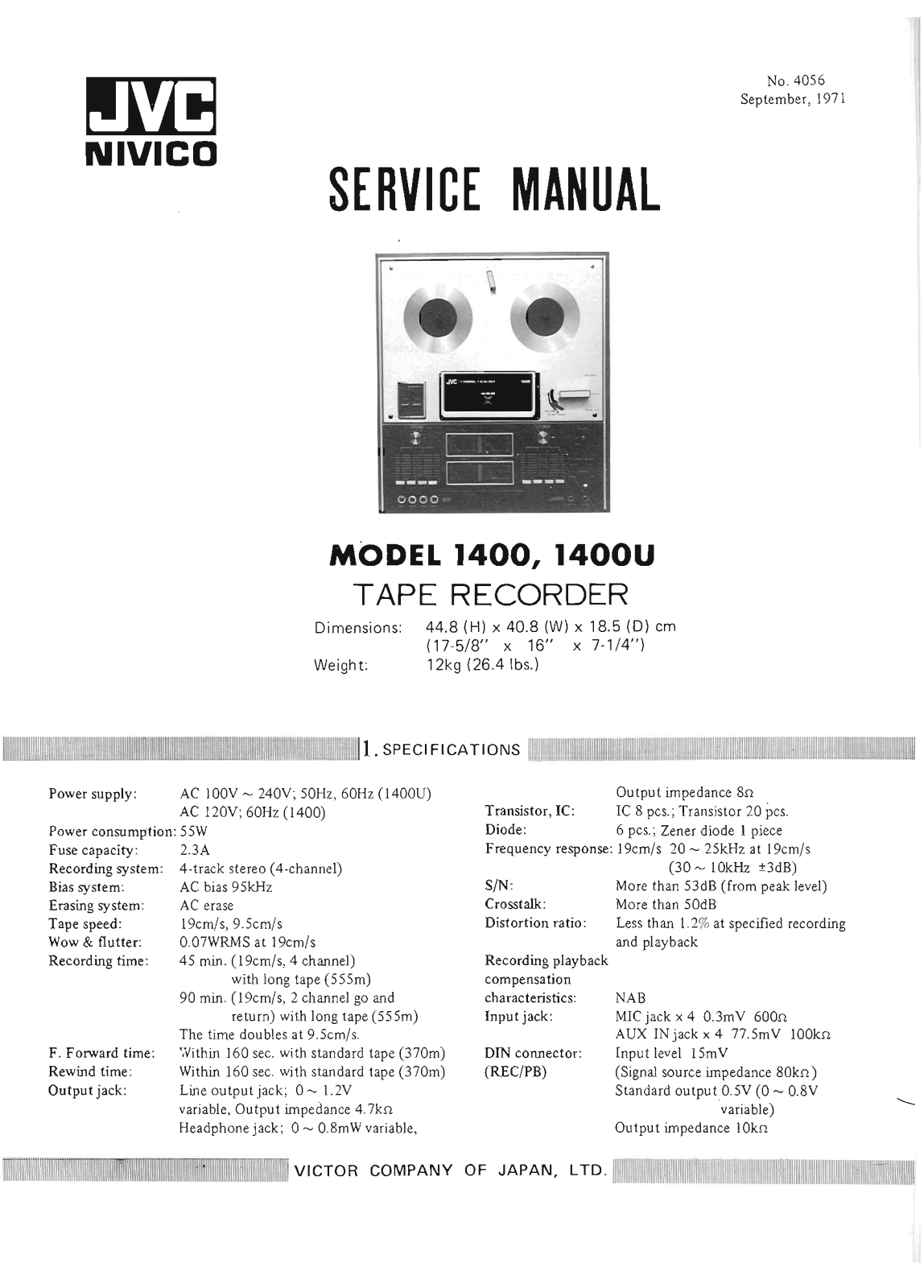 Jvc 1400-U Service Manual