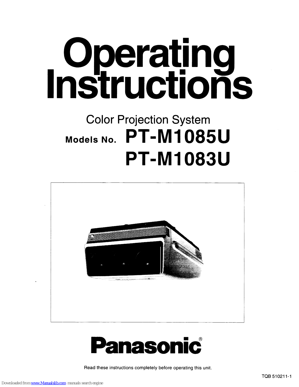 Panasonic PT-MU, PT-M1085U Operating Instructions Manual