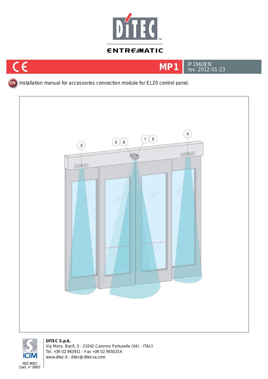 Entrematic Ditec MP1 Installation Manual