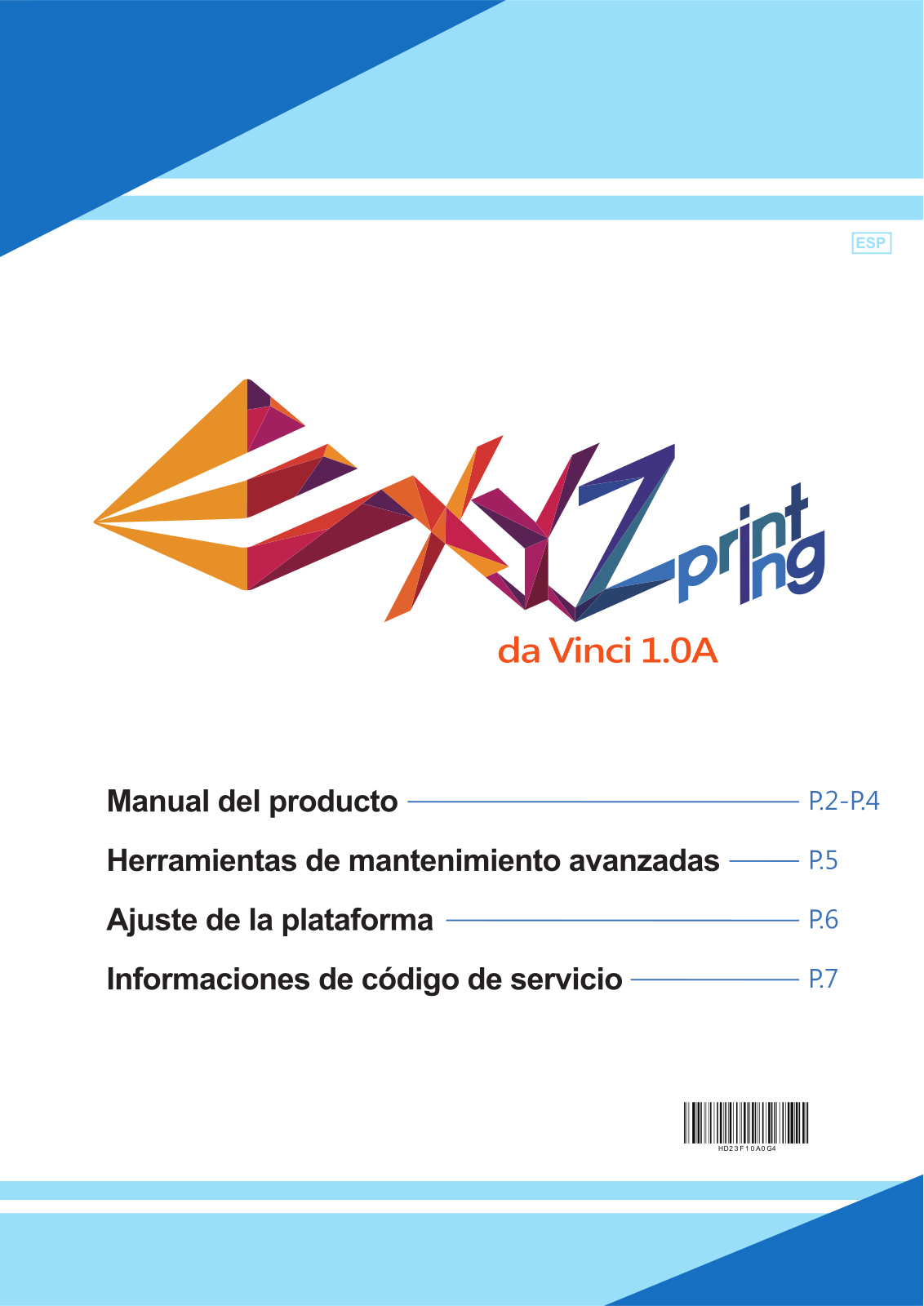 XYZprinting da Vinci 1.0A User manual