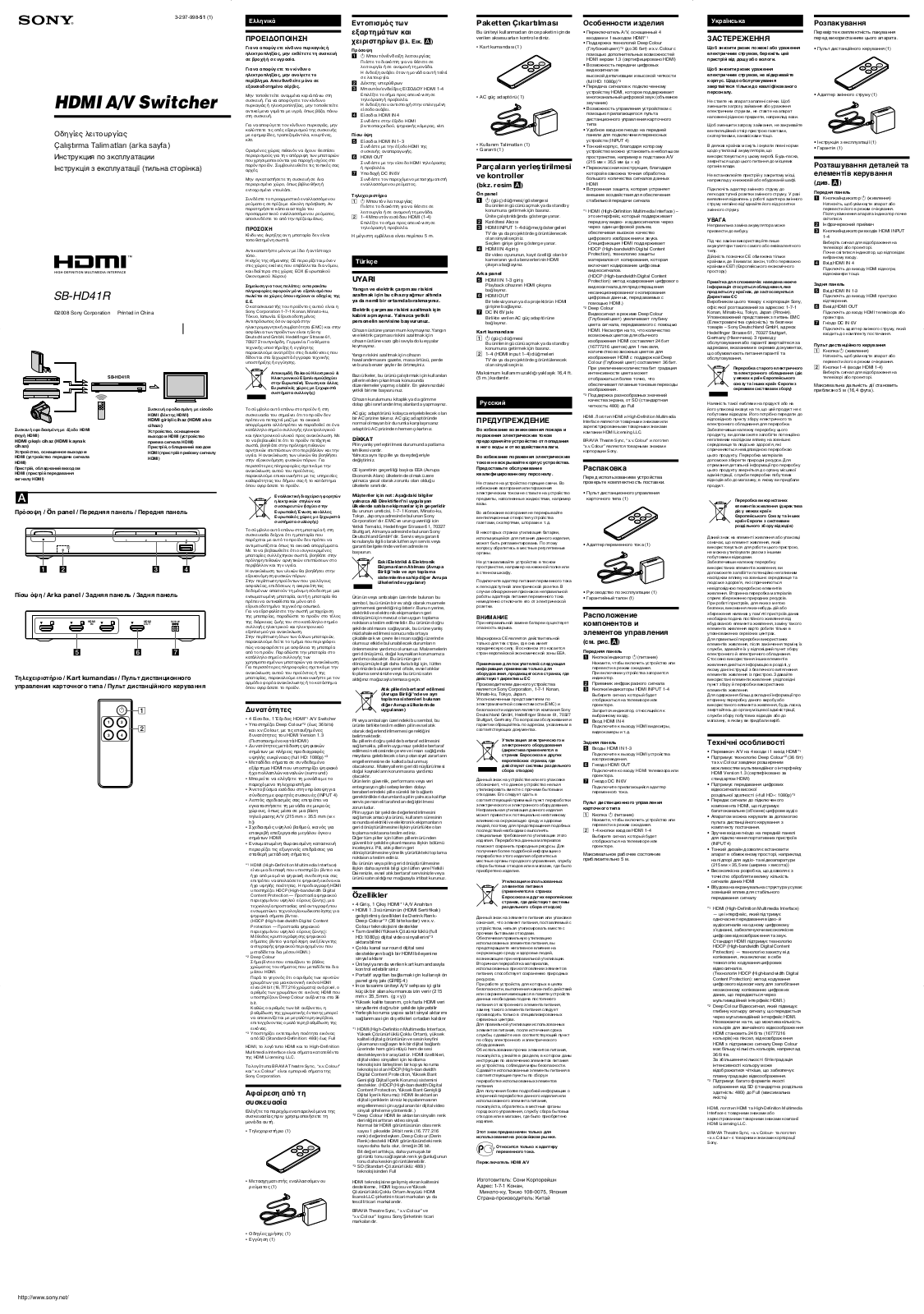 Sony SB-HD41R Operating Manual