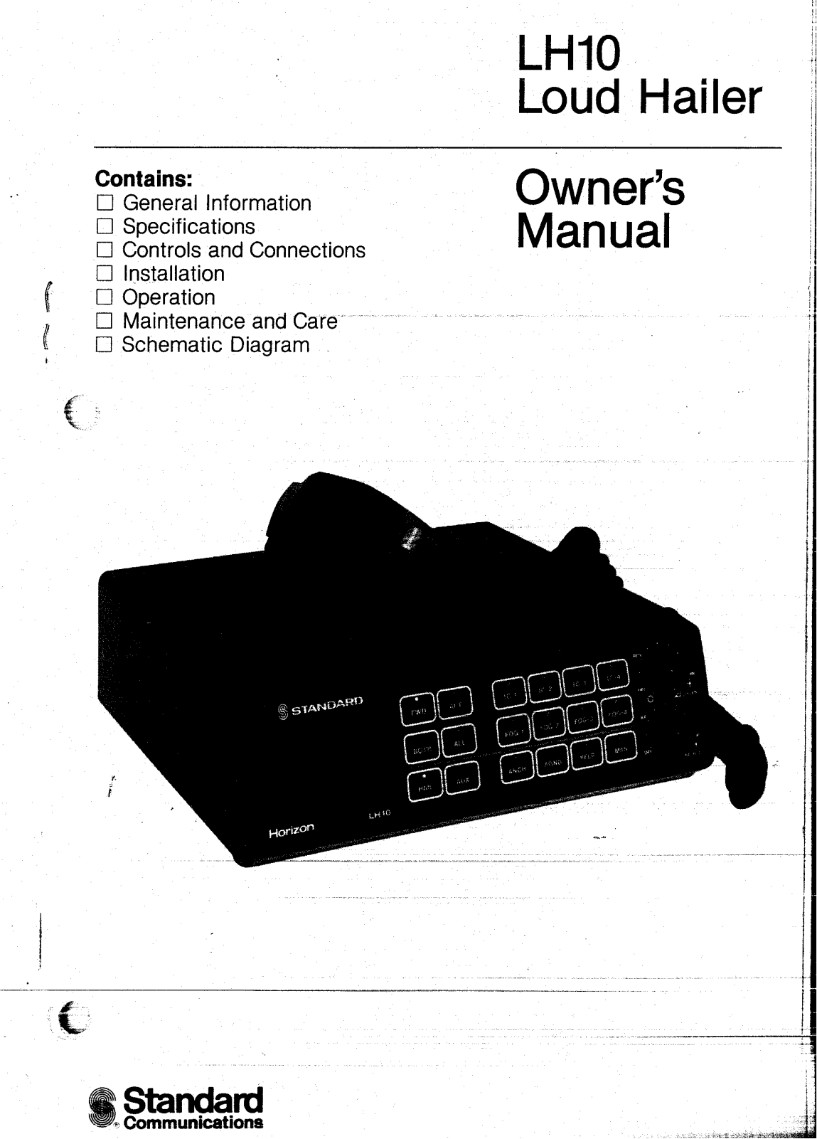 Standard Horizon LH10 Owner's Manual