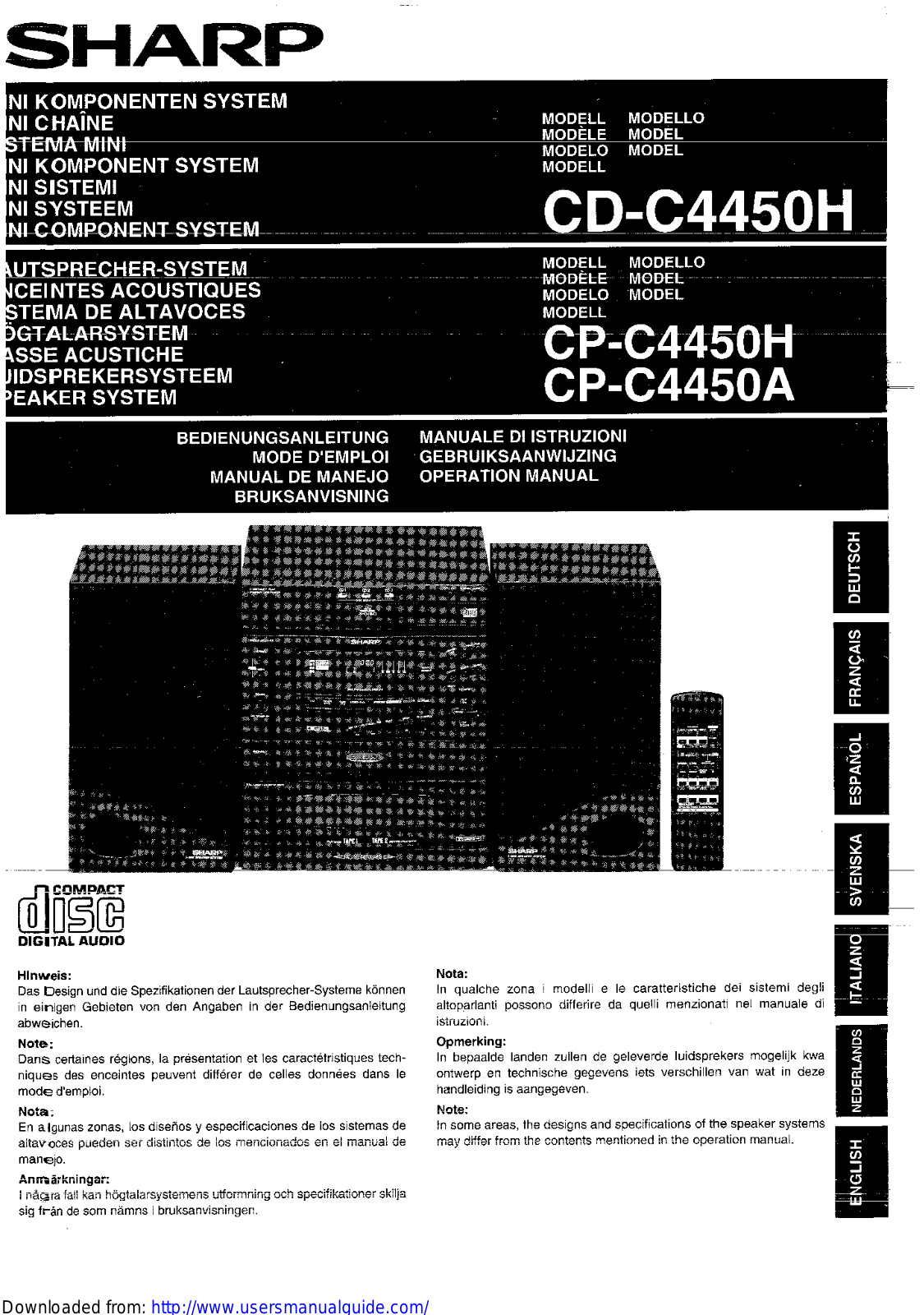 SHARP CD/CP-C4450H/A User Manual