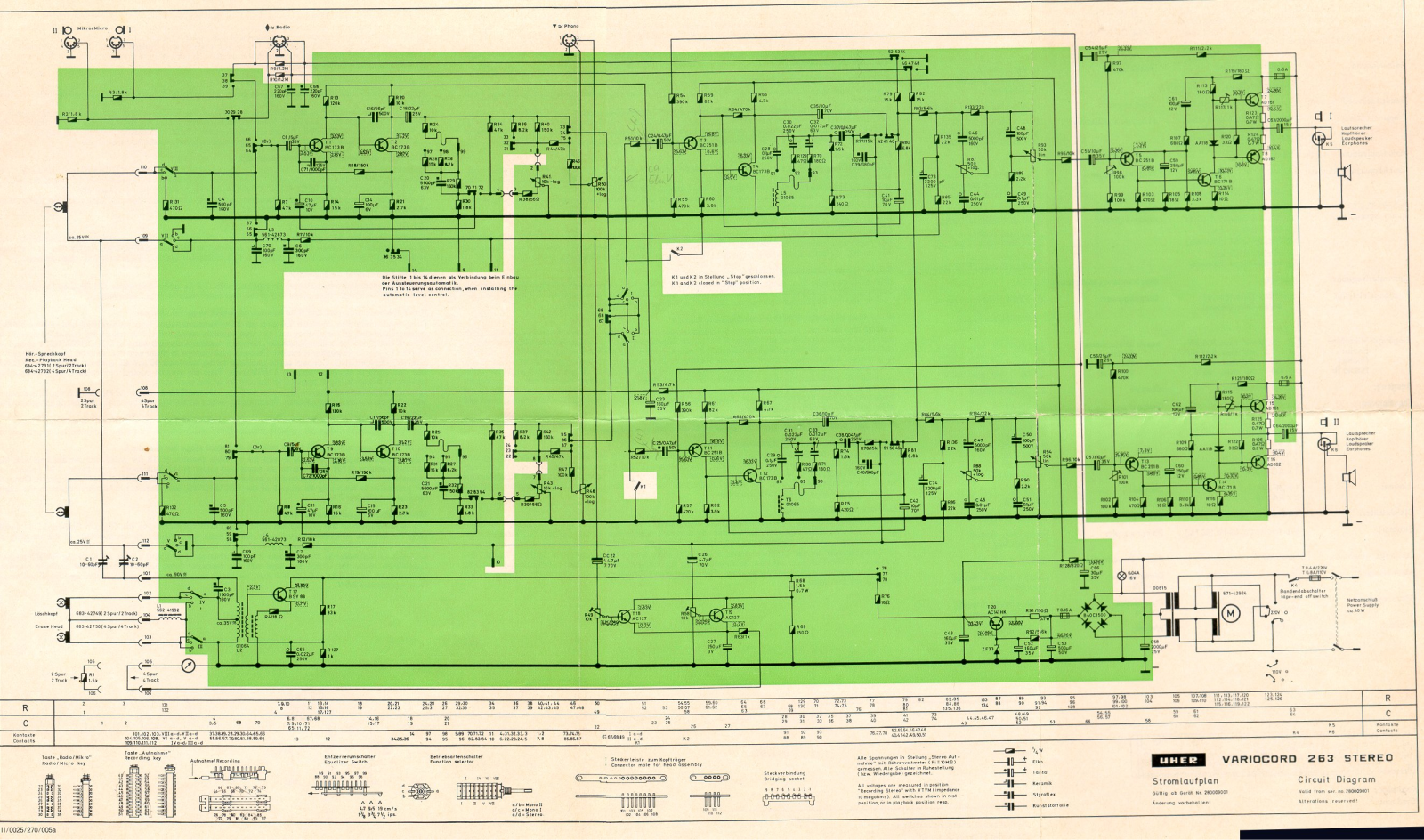 Uher Variocord 263 Stereo Schematic