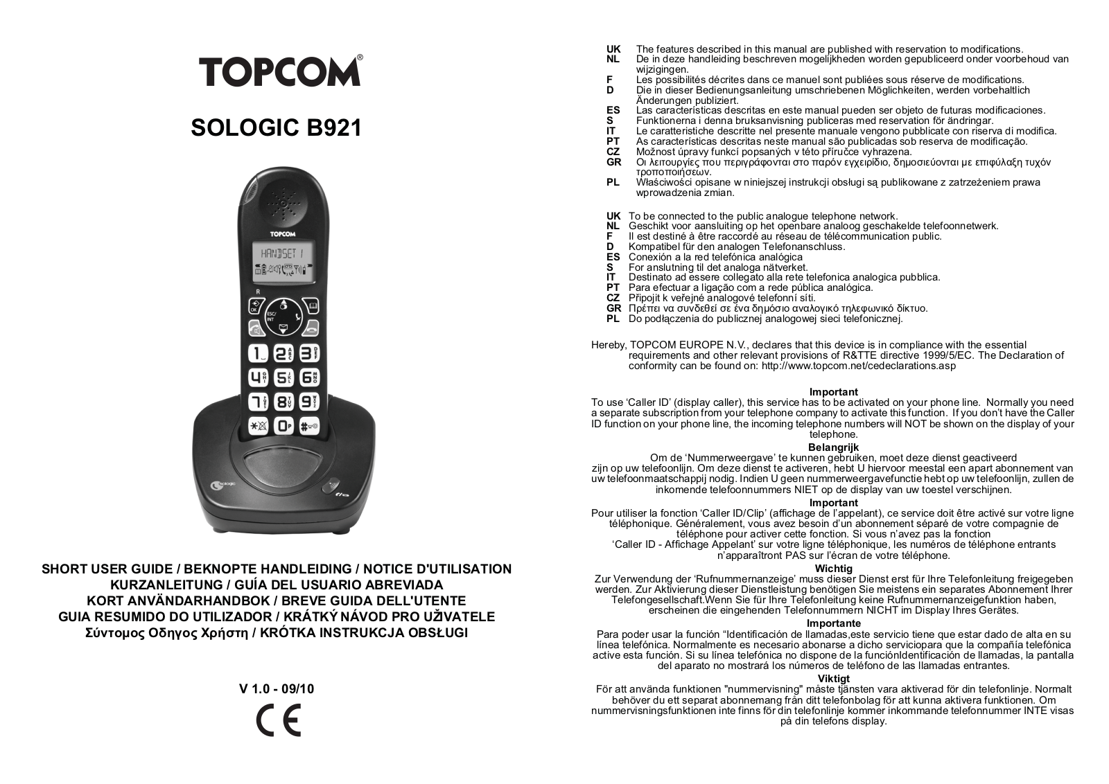 Topcom SOLOGIC B921 User guide