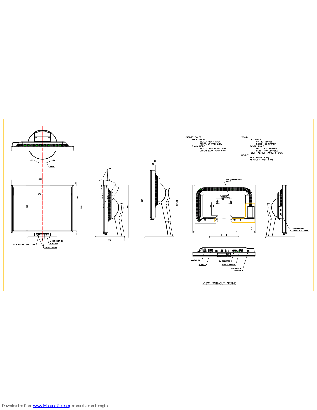 NEC MultiSync LCD2170NX, MultiSync LCD2170NX-BK-2 Specifications - ManualMachine.com