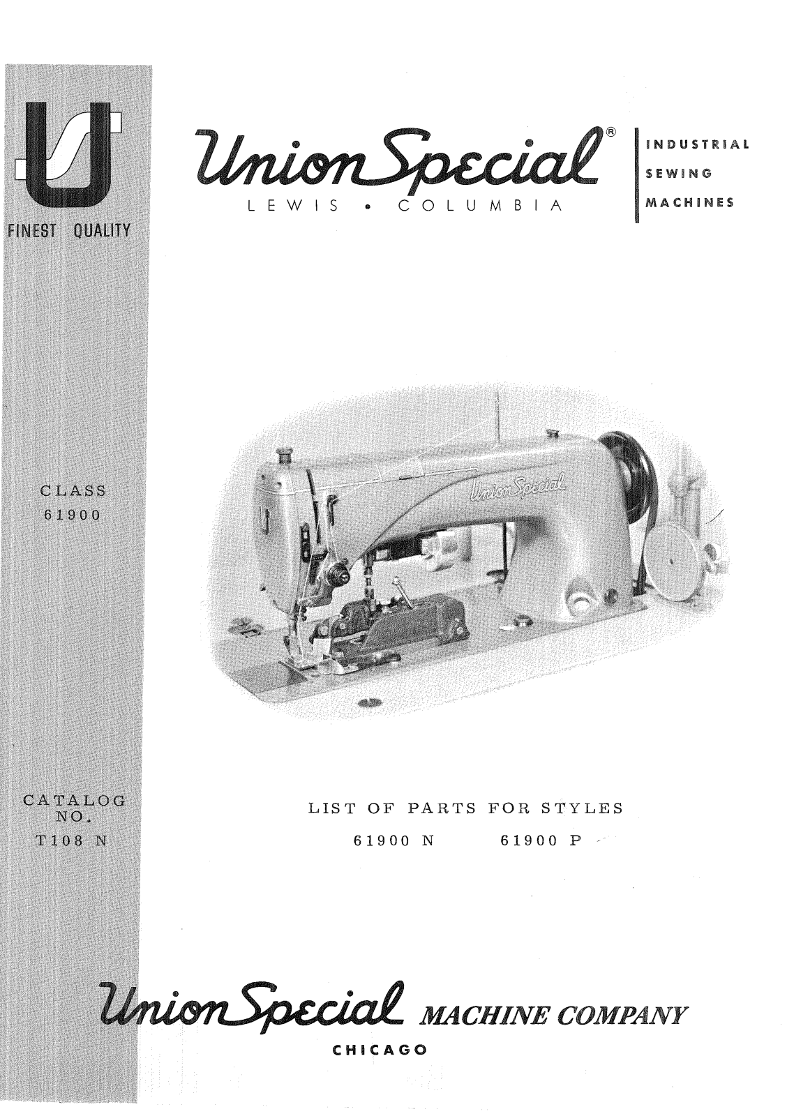 UNION SPECIAL 61900N, 61900P Parts List