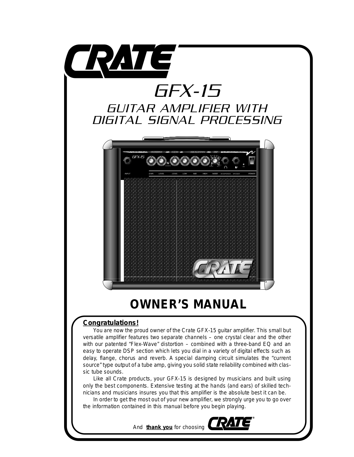 Crate Amplifiers GFX-15 User Manual