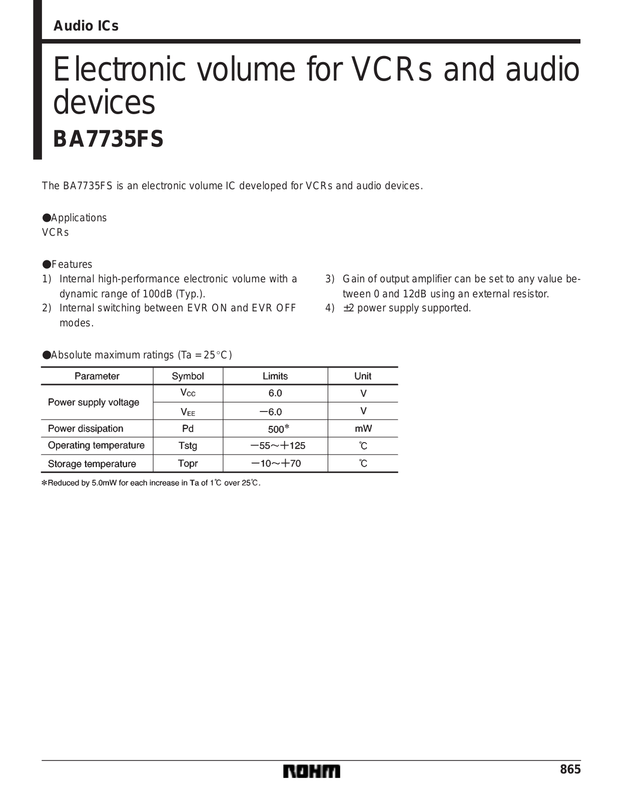 ROHM BA7735FS Datasheet