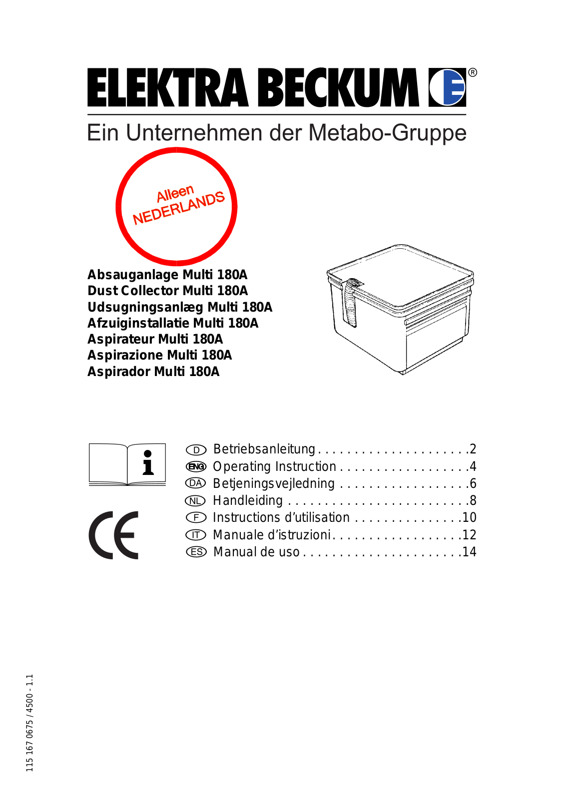 ELEKTRA BECKUM Multi 180A User guide - ManualMachine.com