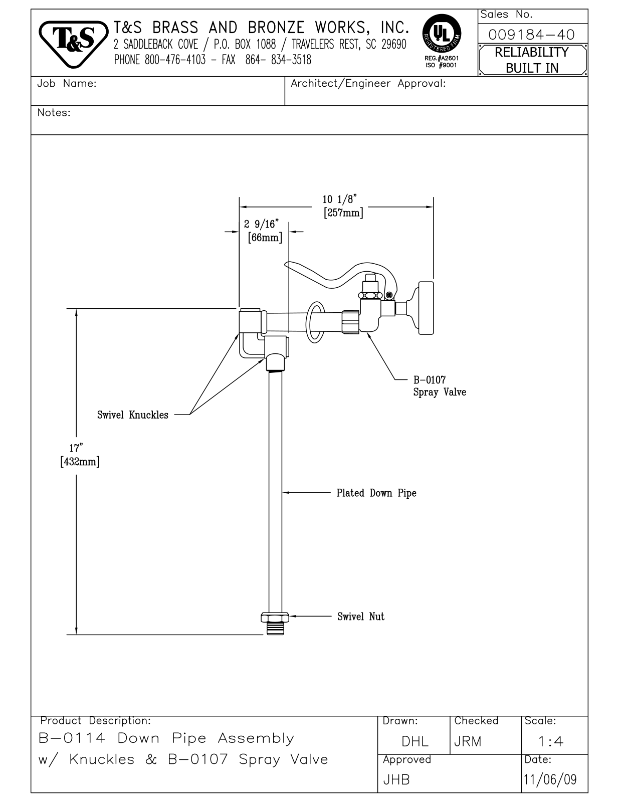 T&S Brass 009184-40 User Manual