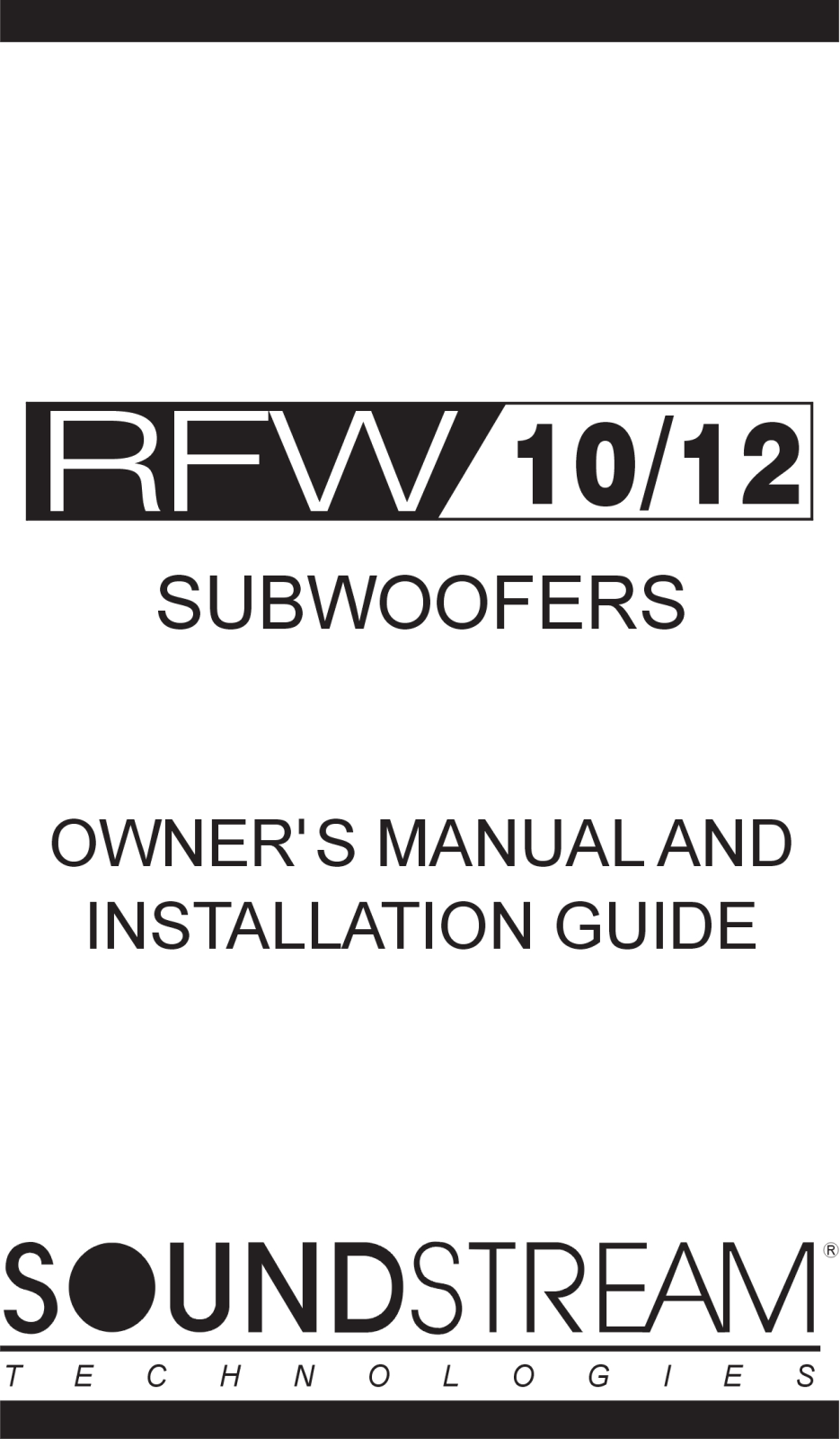 Soundstream RFW-12 Owner's Manual