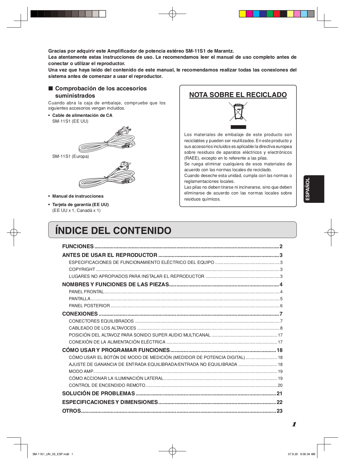 Marantz SM-11-S-1 Owners Manual