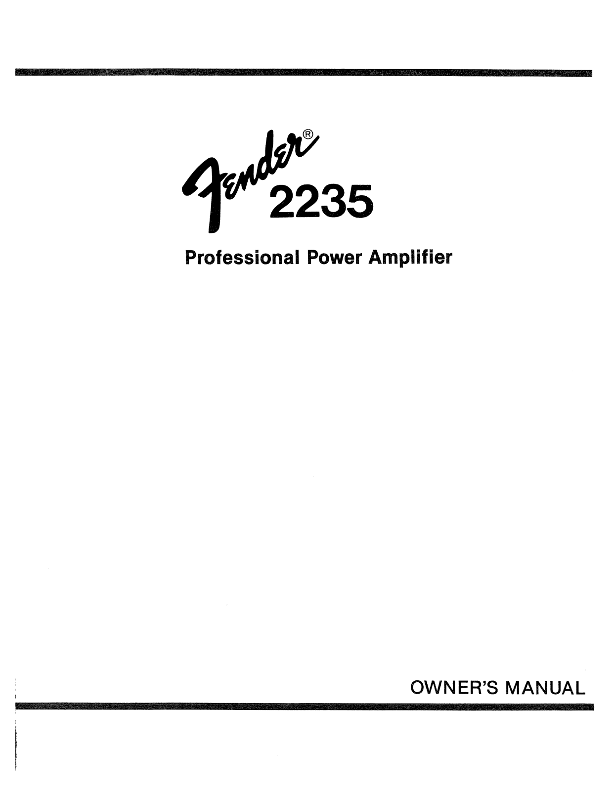 Fender 2235 Power Amplifier Owner's Manual